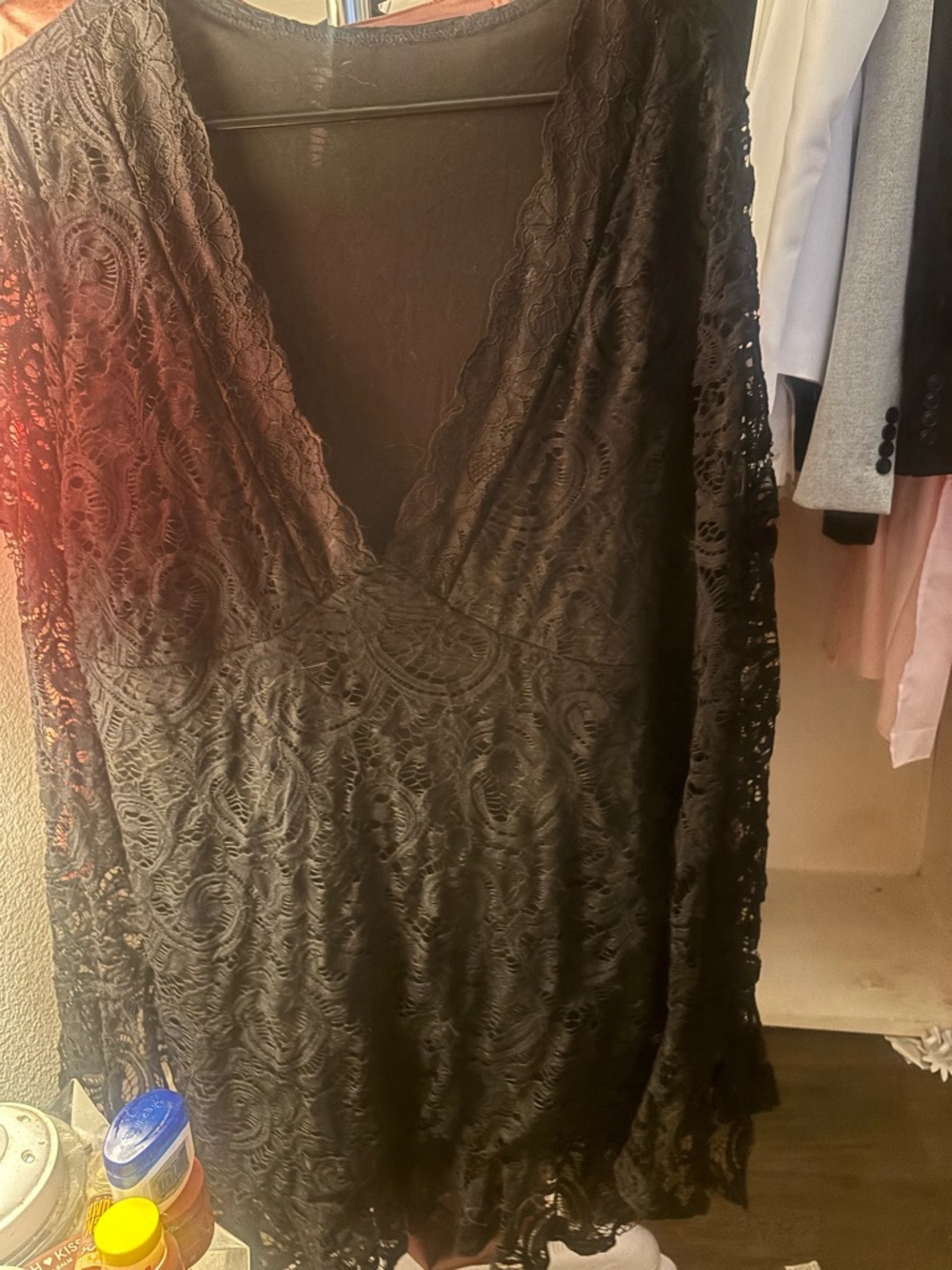 Fashion Nova Black Lace Long Sleeve Dress